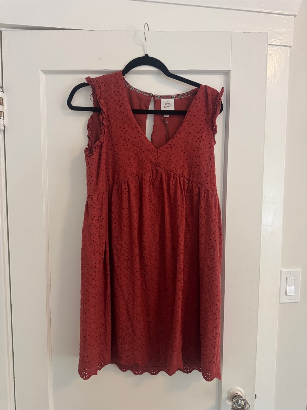 Knox Rose rust red embroidered-trim sundress